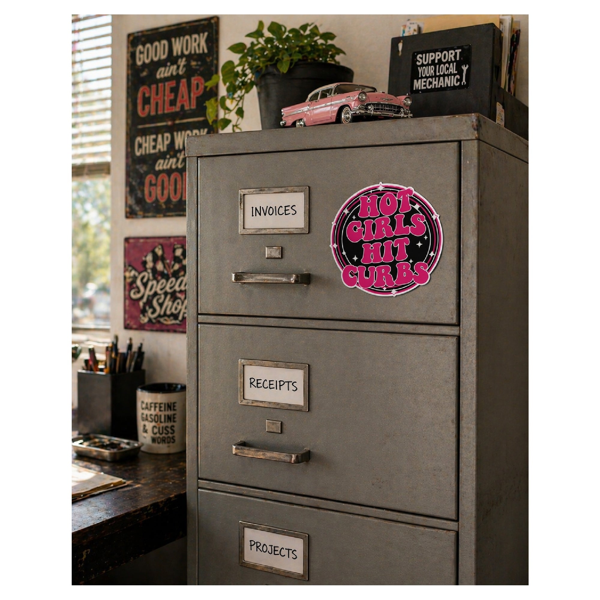 Hot Girls Hit Curbs Magnet | For Car, Fridge, Toolbox, Filing Cabinet or Cooler